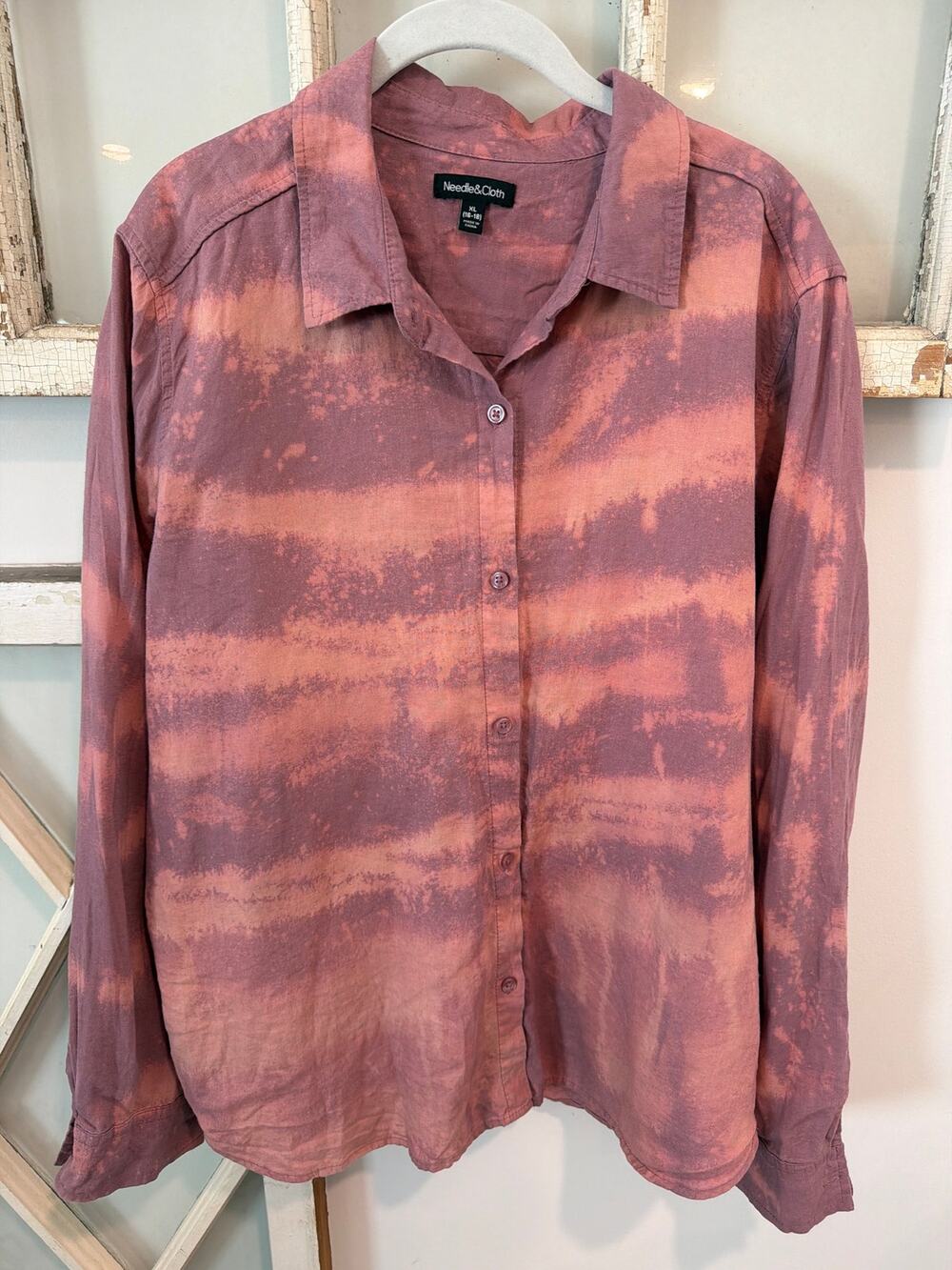 Needle & Cloth size XL women’s rose pink tie dye blouse top shirt